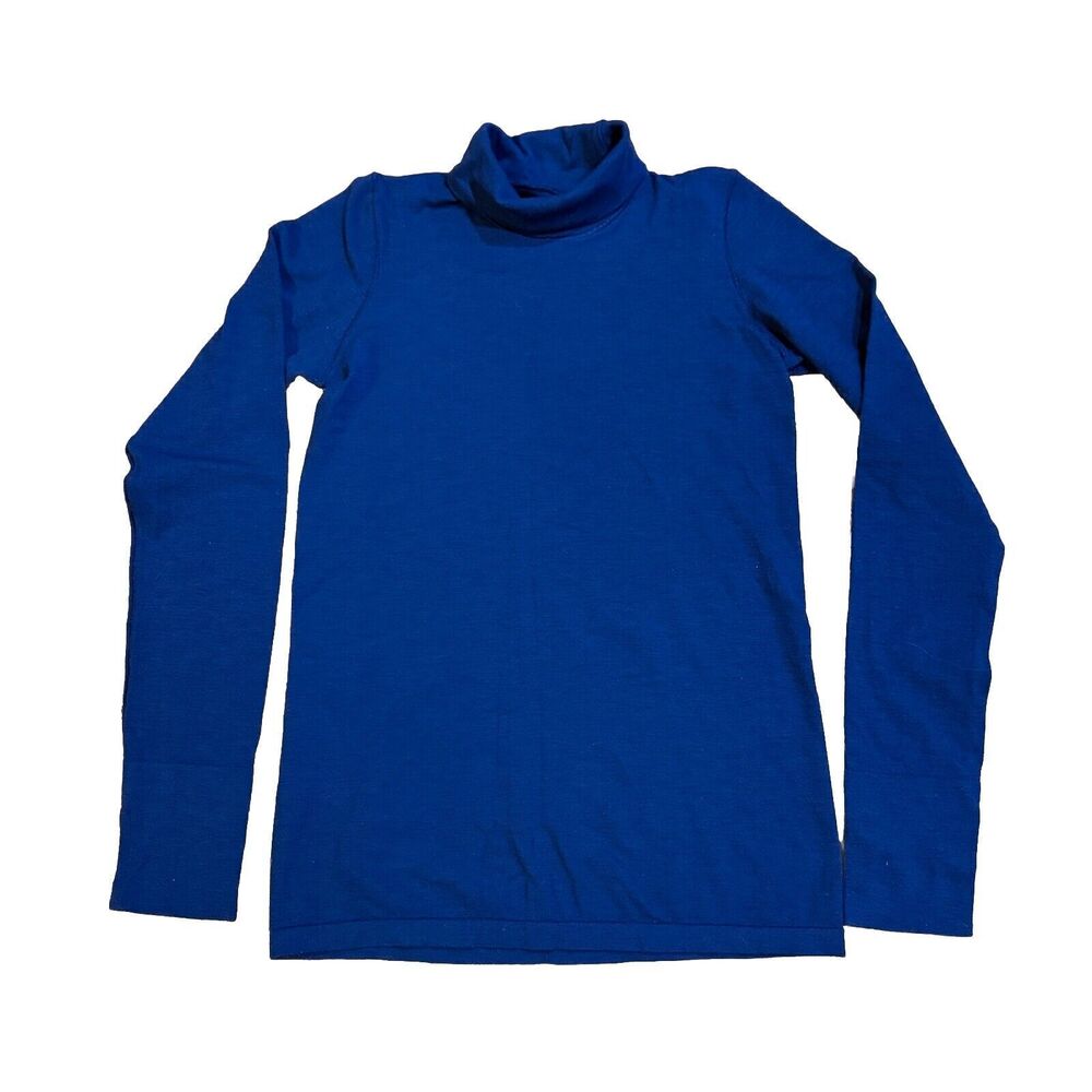 Athleta Foresthill Ascent Wool Blend Turtleneck Top Womens XS Blue Capsule EUC - Picture 2 of 10